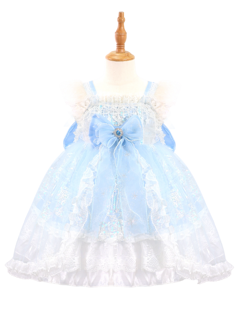 Light Blue Snowflake Princess Lolita Dress For Toddler Girl-W26006