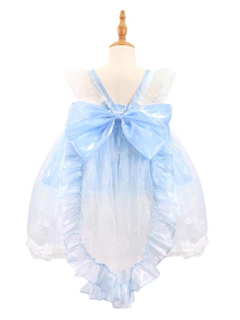 Light Blue Snowflake Princess Lolita Dress For Toddler Girl-W26006