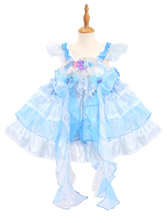 Blue Mermaid Scale Lolita Princess Dress for Girls-W26010