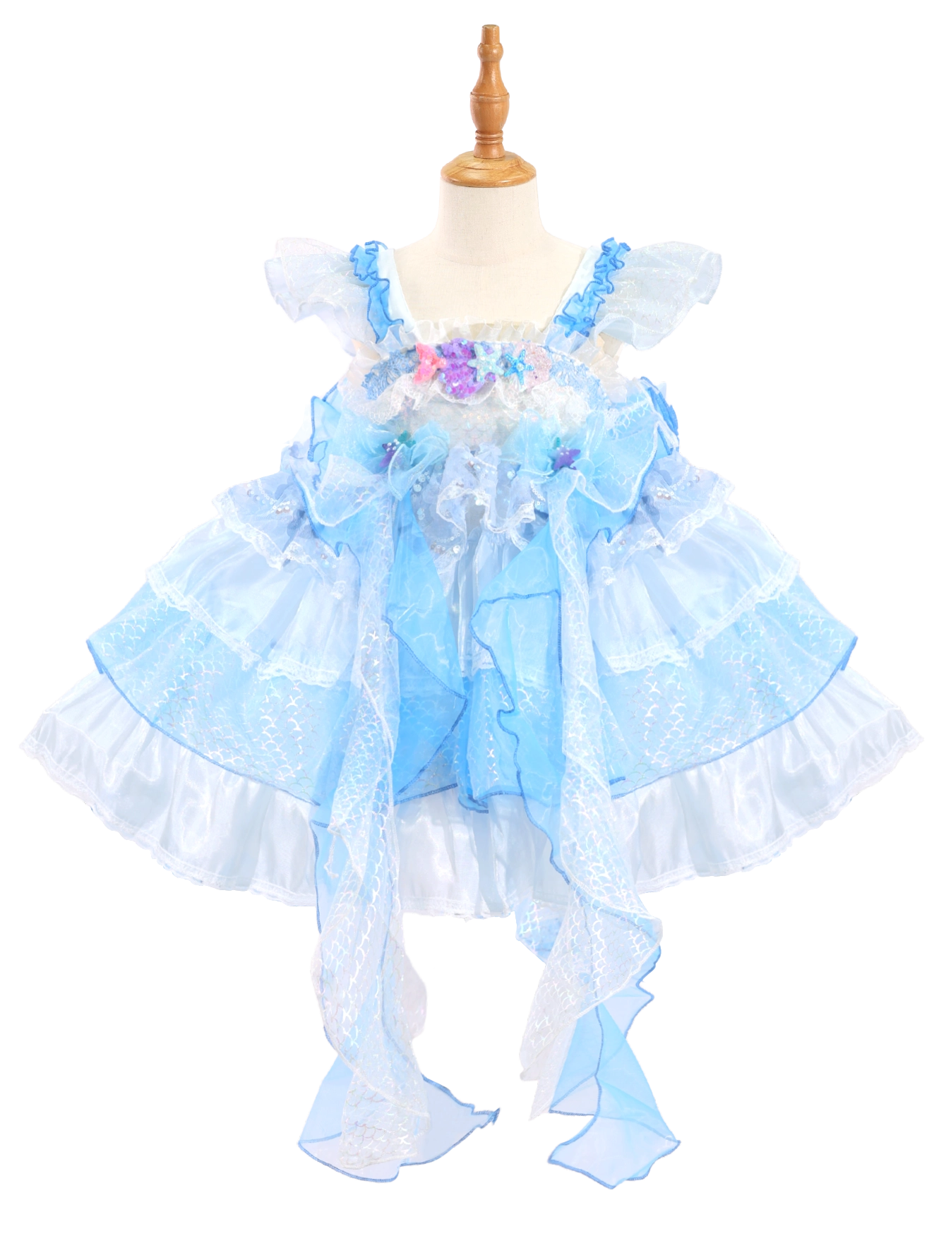 Blue Mermaid Scale Lolita Princess Dress for Girls-W26010