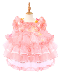 Pink Floral Princess Tutu Dress - Toddler Girl Lace Lolita Party Gown-W26053