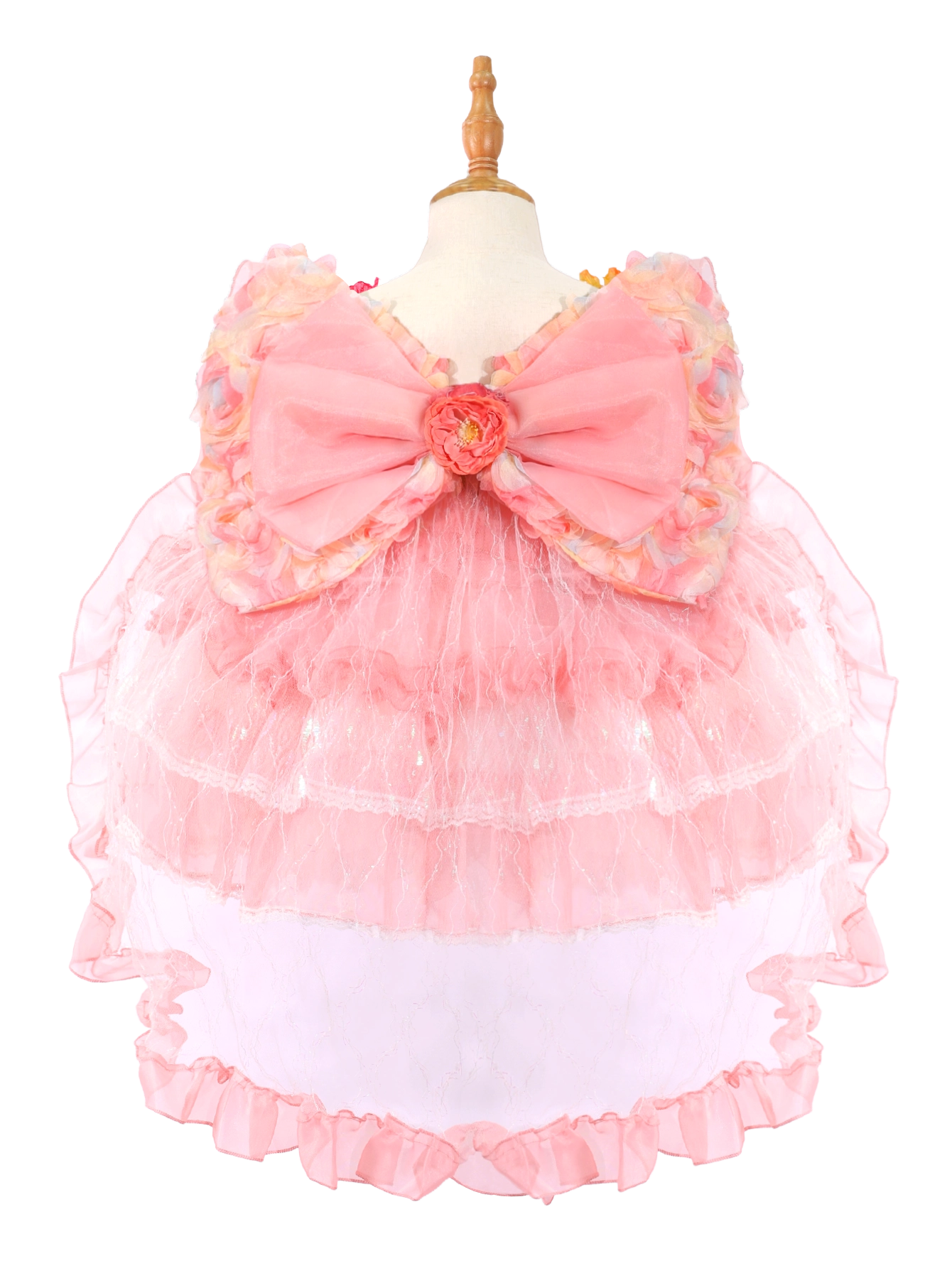 Pink Floral Princess Tutu Dress - Toddler Girl Lace Lolita Party Gown-W26053