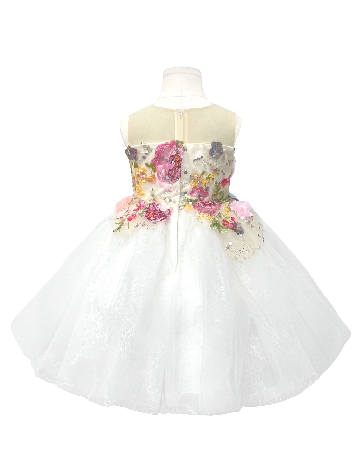 Floral Appliqué Tulle Flower Girl Dress-J200
