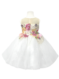 Floral Appliqué Tulle Flower Girl Dress-J200