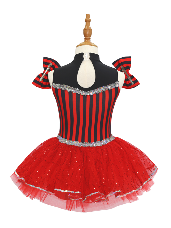 Red Black Striped Kids Jazz Dance Costume JSP008