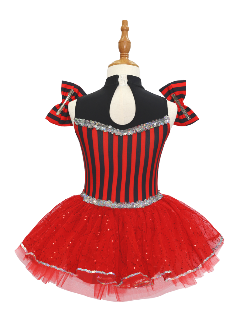 Red Black Striped Kids Jazz Dance Costume JSP008