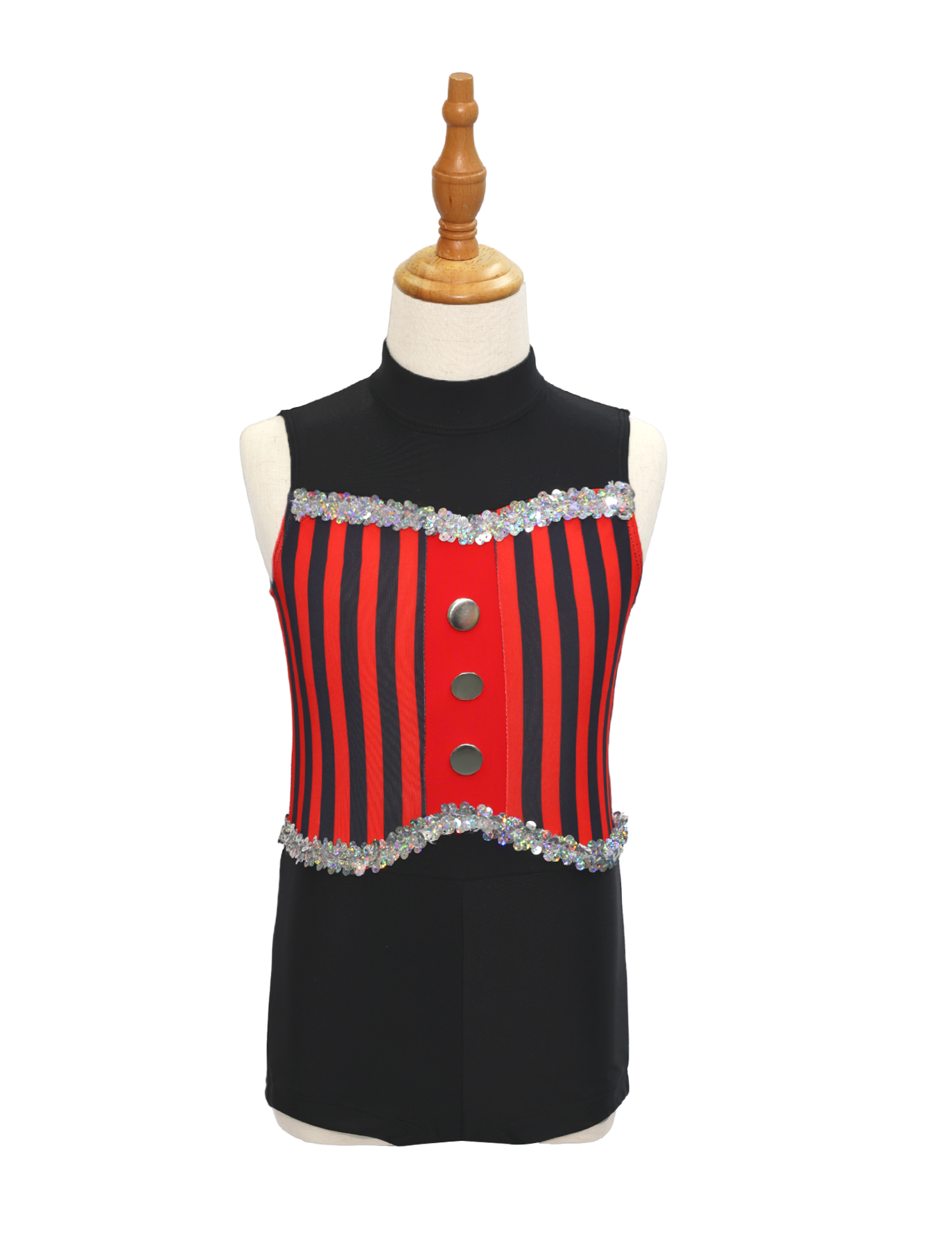 Red Black Striped Kids Jazz Dance Costume JSP004