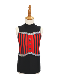 Red Black Striped Kids Jazz Dance Costume JSP004