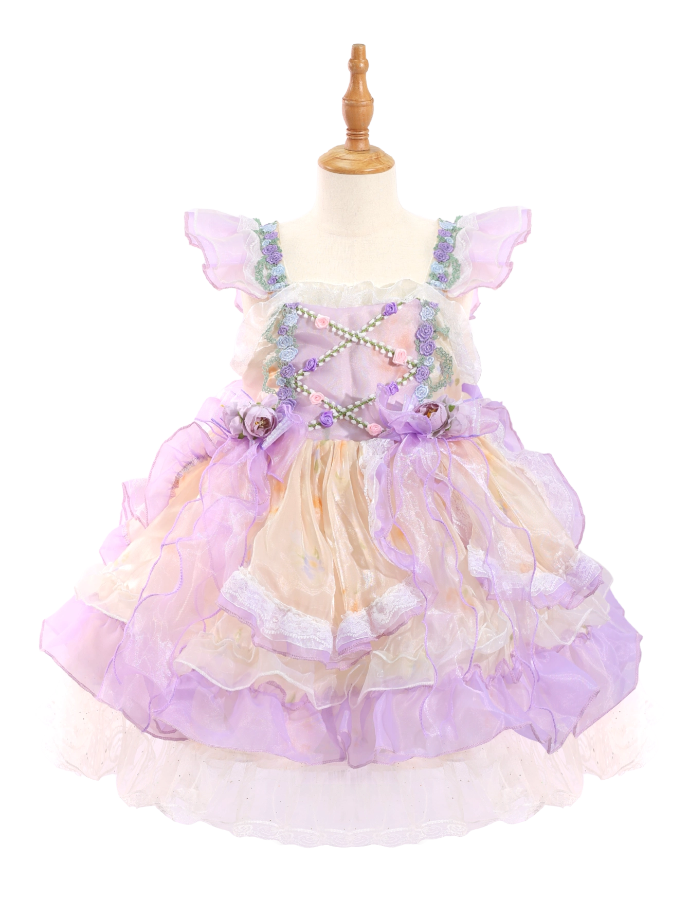 Lavender Princess Lolita Dress - Toddler Girl Lace Birthday Party Gown-W26016