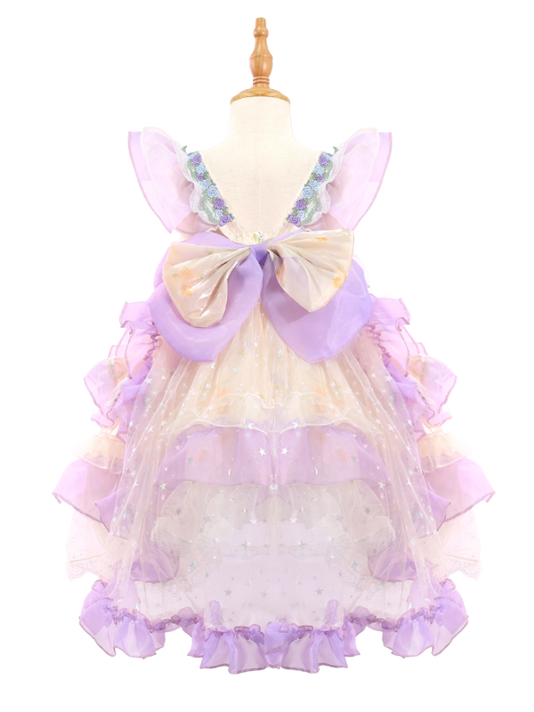 Lavender Princess Lolita Dress - Toddler Girl Lace Birthday Party Gown-W26016