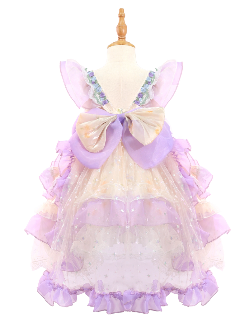 Lavender Princess Lolita Dress - Toddler Girl Lace Birthday Party Gown-W26016