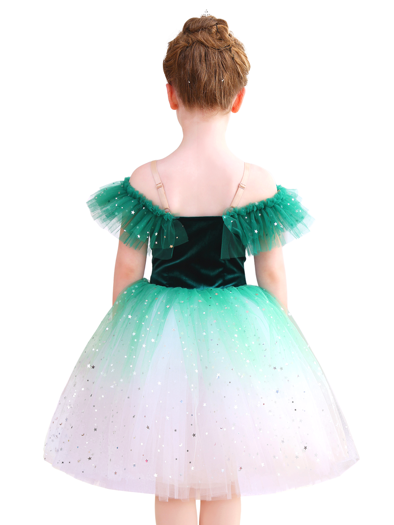 Sparkly Ombre Red Girls Ballet Tutu Dress Velvet Dance Party Performance Costume-ALP070