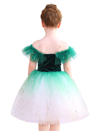 Sparkly Ombre Red Girls Ballet Tutu Dress Velvet Dance Party Performance Costume-ALP070