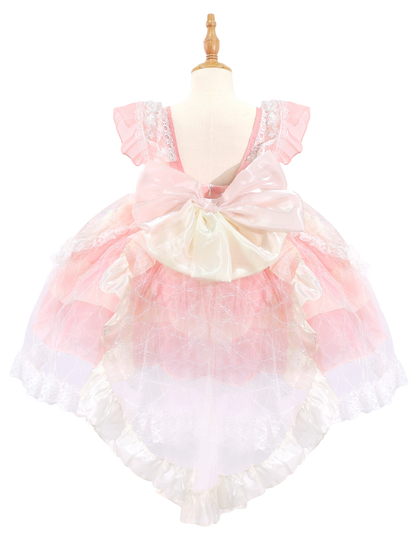 Toddler Girls Pink Butterfly Lace Party Dress,Lolita Style-W26005
