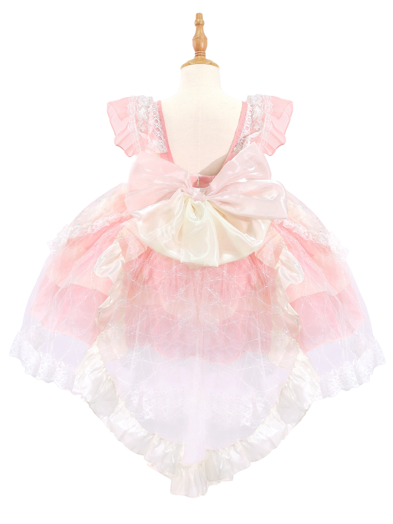 Toddler Girls Pink Butterfly Lace Party Dress,Lolita Style-W26005