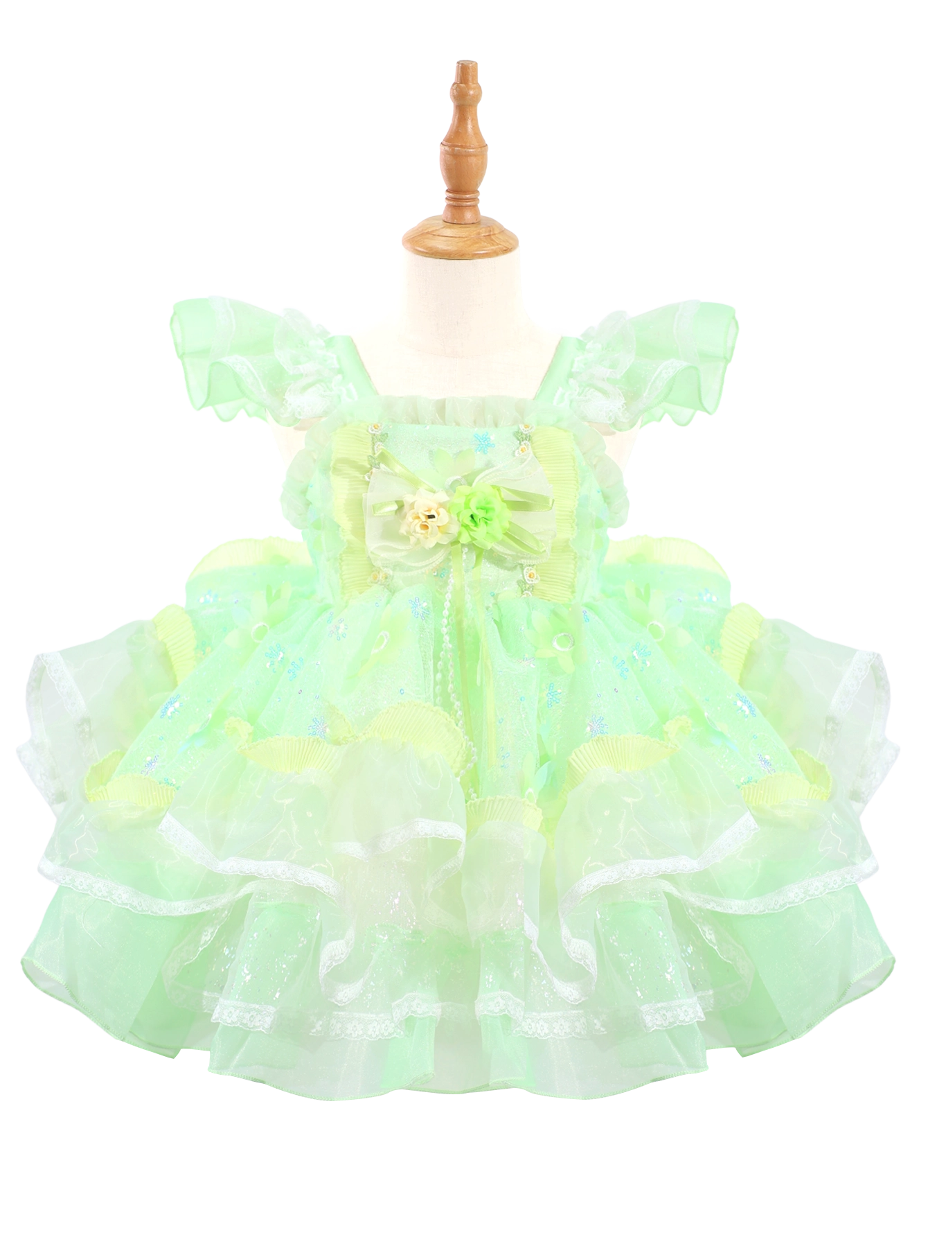 Green Tinker Bell Inspired Lolita Princess Dress for Girls-W26003