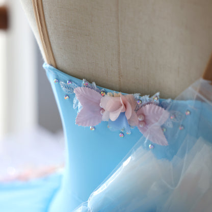 Handmade Pancake Tutu Floral Applique Professional Ballet Stage Performance Costume-MDT1894