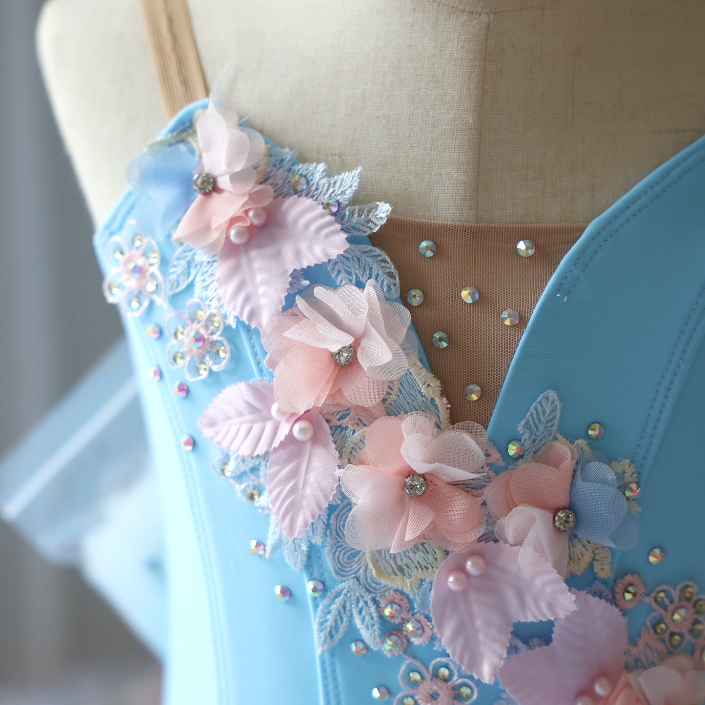 Handmade Pancake Tutu Floral Applique Professional Ballet Stage Performance Costume-MDT1894