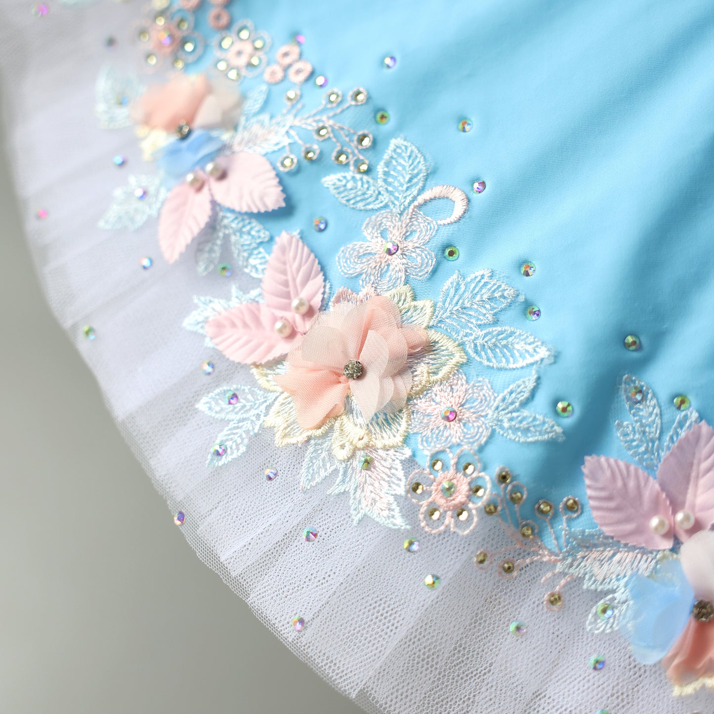 Handmade Pancake Tutu Floral Applique Professional Ballet Stage Performance Costume-MDT1894