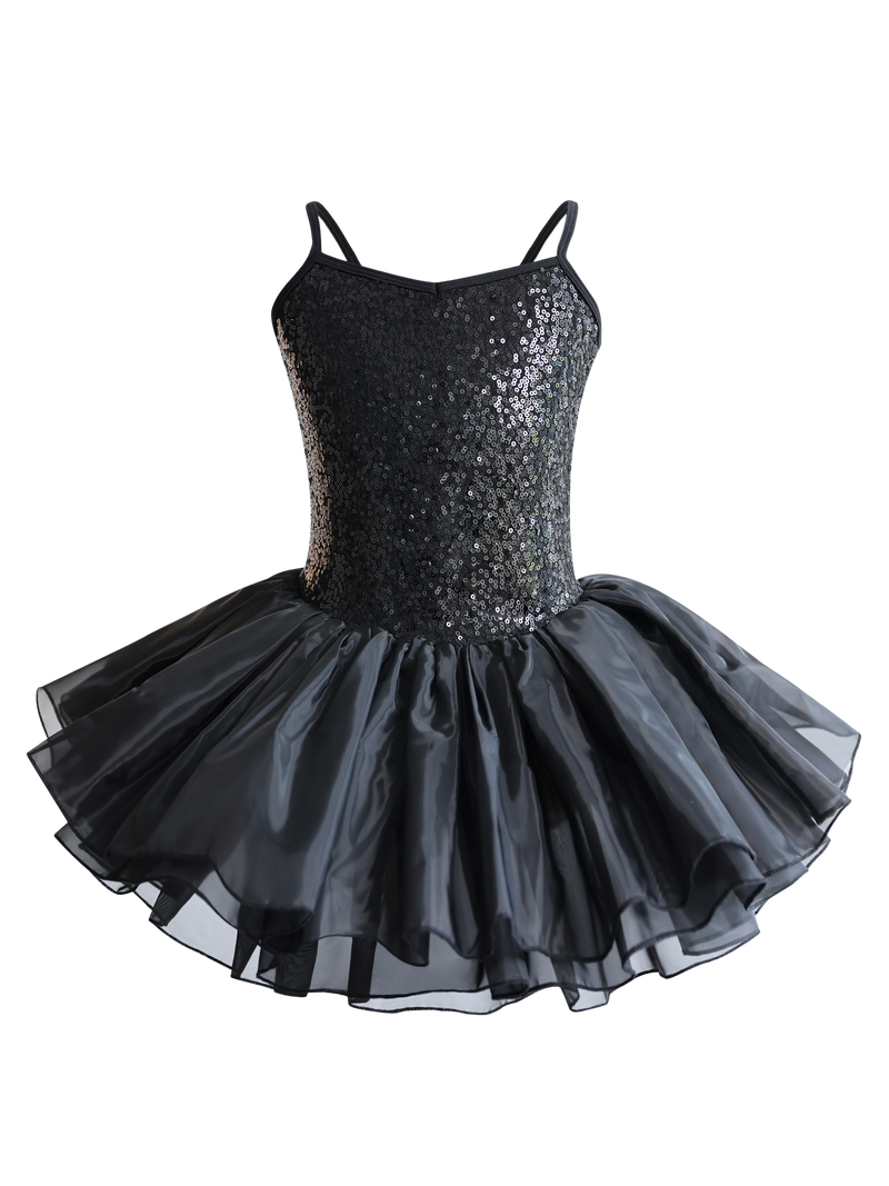 Girls Sequin Cami Ballet Leotard Tutu Dress-TM034