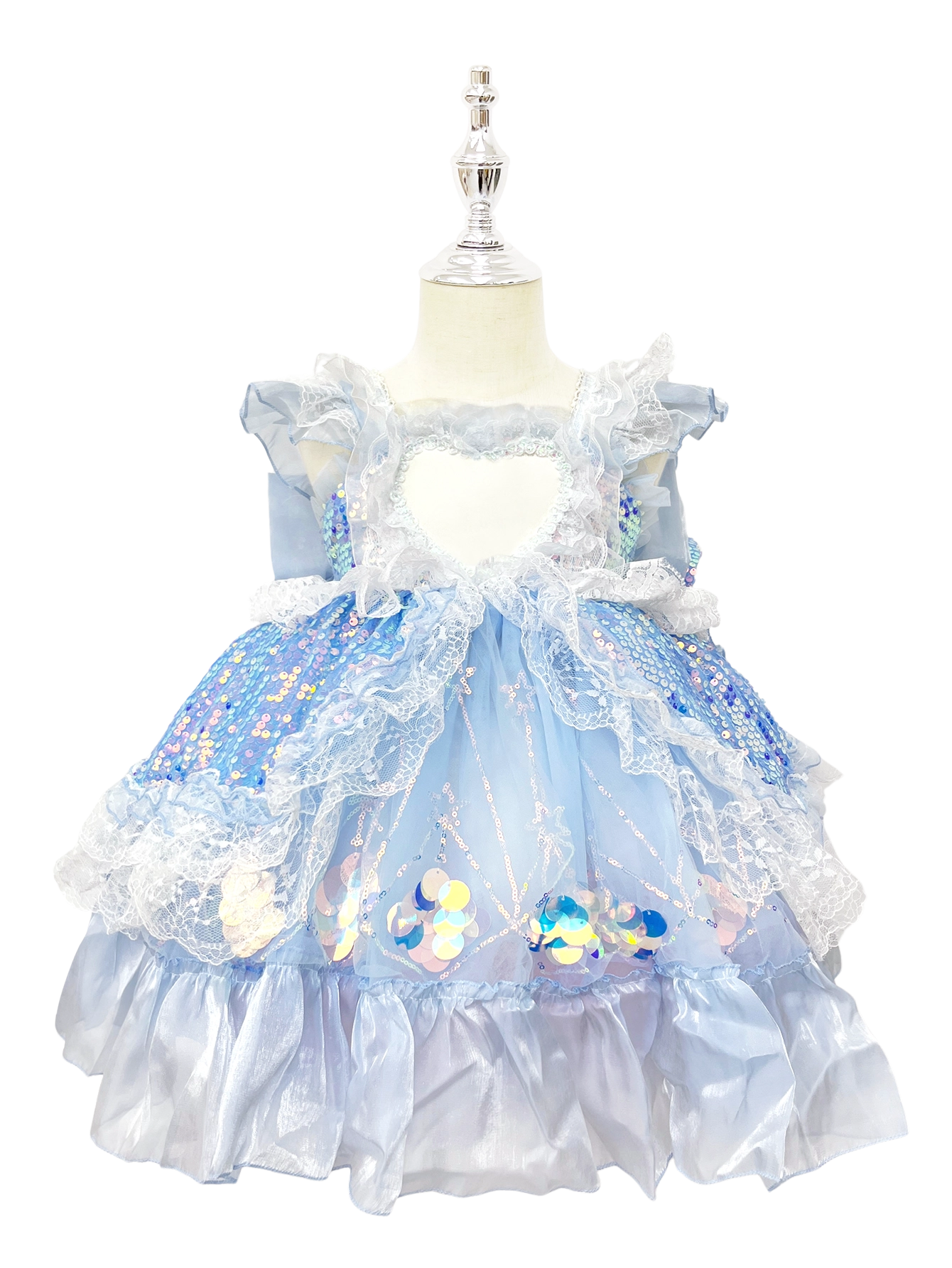 Blue Sparkle Ice Princess Lolita Dress for Toddler Girls-W26030
