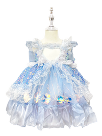 Blue Sparkle Ice Princess Lolita Dress for Toddler Girls-W26030