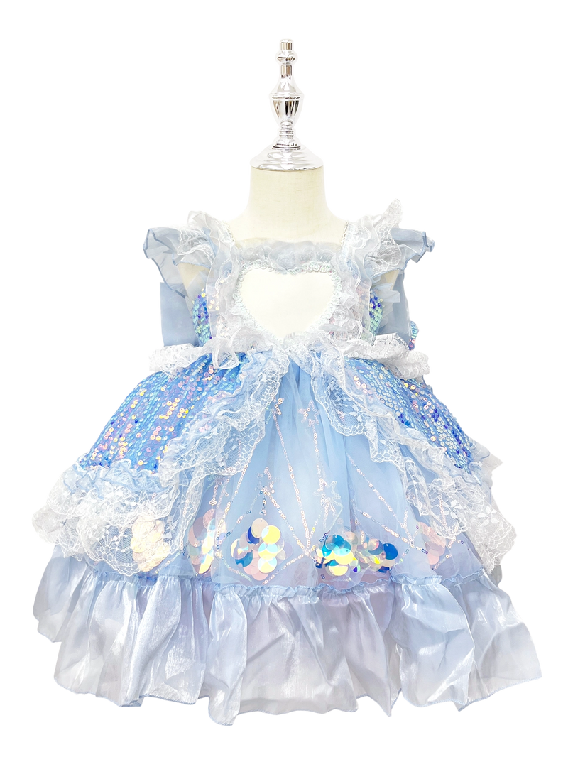 Blue Sparkle Ice Princess Lolita Dress for Toddler Girls-W26030