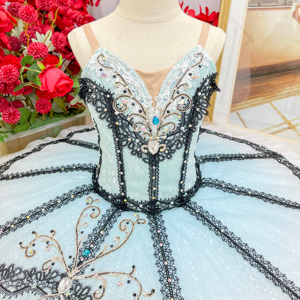 Professional Paquita Blue Gradient Lace Ballet Performance Costume - Customizable for Adults and Children-MDT1675