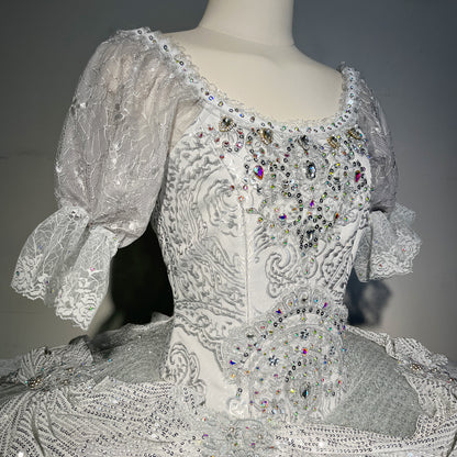 Sliver Sleeping Beauty Jewel Series Costume - Princess Aurora Inspired Gown with Gemstone Embellishments, Ballet Dance Outfit, Cosplay Dress-MDT1341