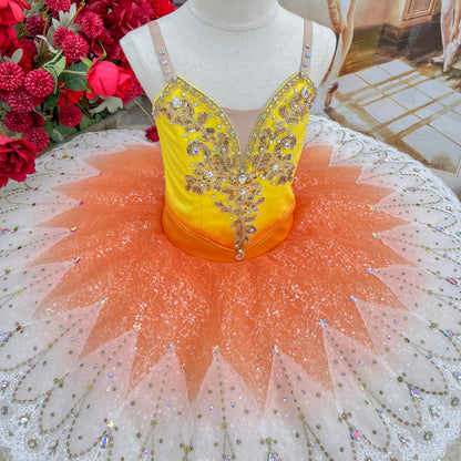 Custom Paquita Ballet Tutu Variation - Golden Embellished Stage Costume for Performances-MDT1544
