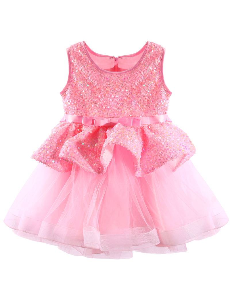 Girls Pink Sequin Princess Dress Gown-XGZ8002