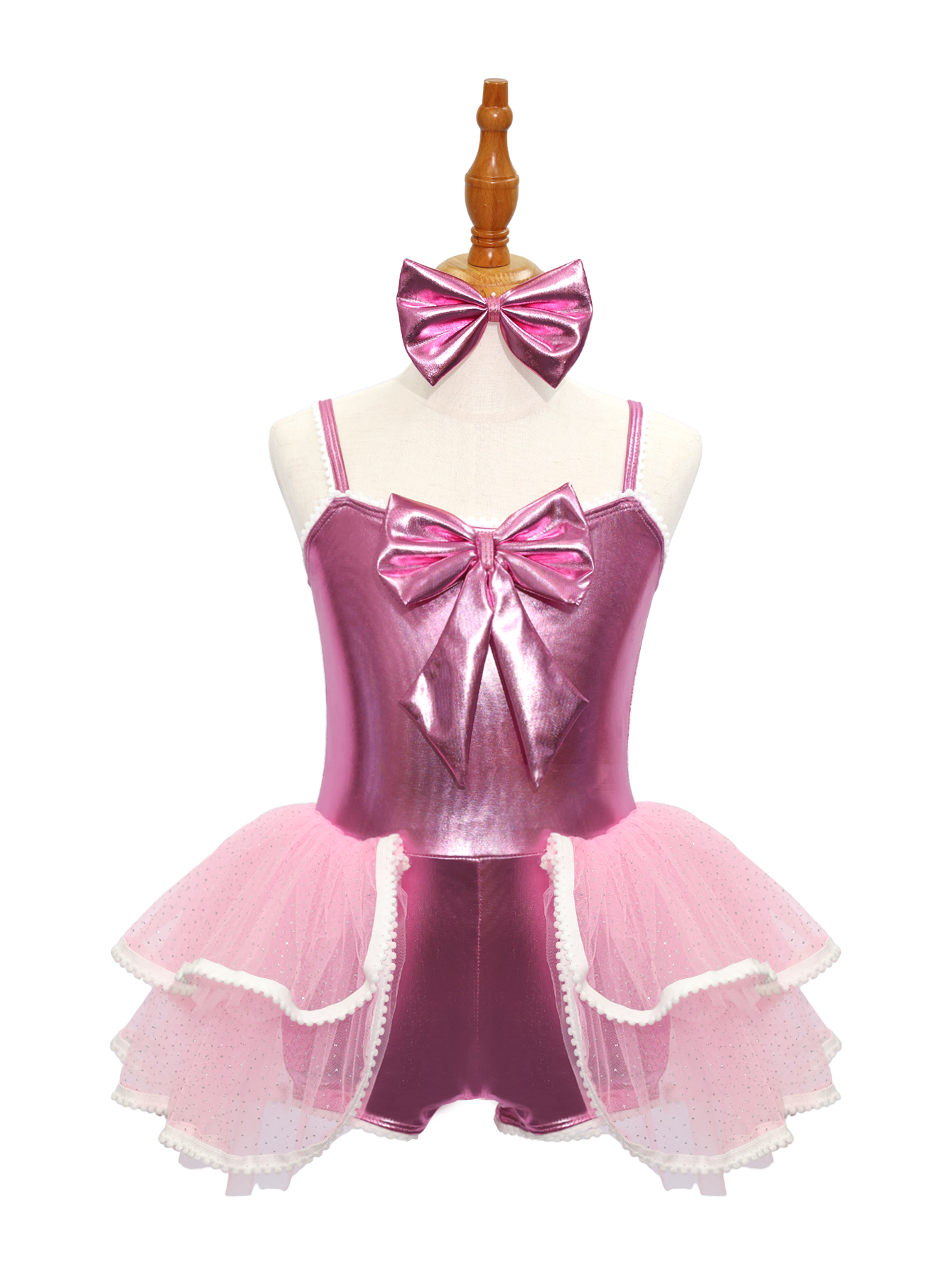 Pink Jazz Dance Tutu Leotard with Bow JSP009