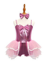 Pink Jazz Dance Tutu Leotard with Bow JSP009