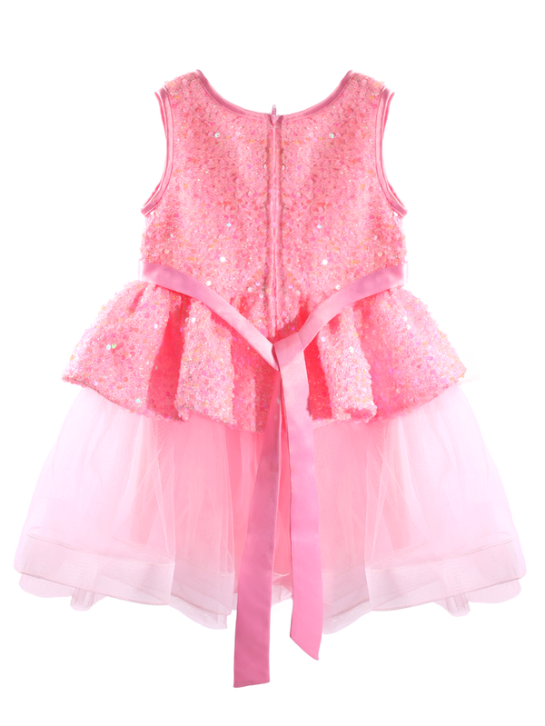 Girls Pink Sequin Princess Dress Gown-XGZ8002