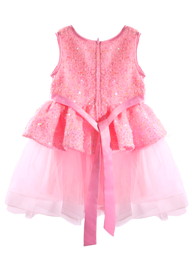 Girls Pink Sequin Princess Dress Gown-XGZ8002