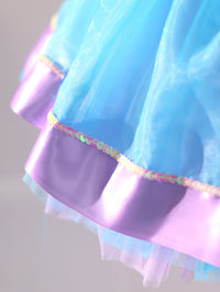 Kids Sky Blue Glitter Mesh Square Neck Stage Performance Tutu