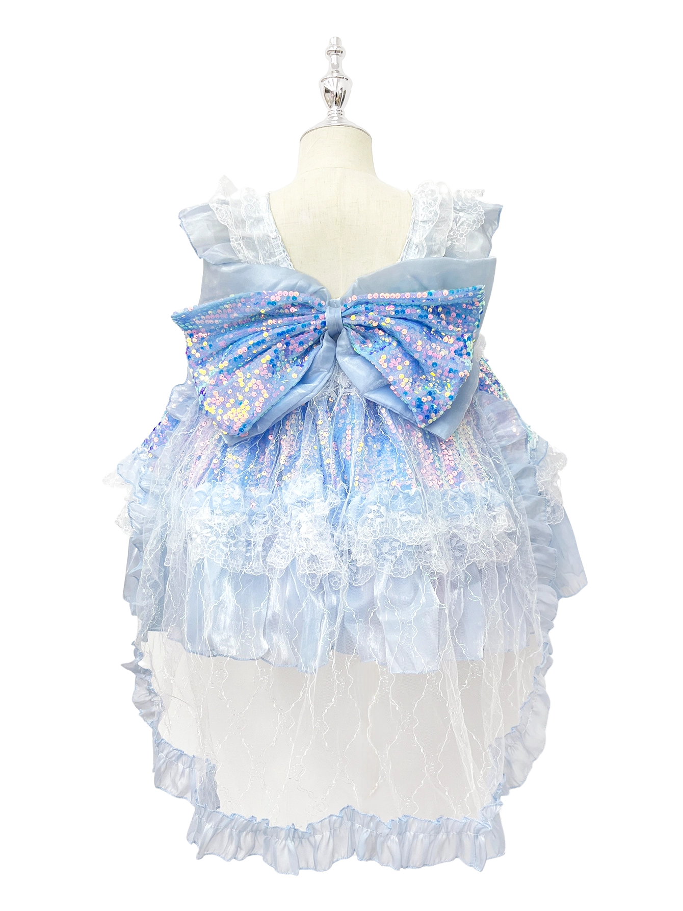 Blue Sparkle Ice Princess Lolita Dress for Toddler Girls-W26030