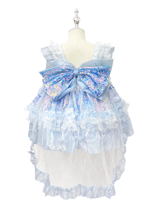 Blue Sparkle Ice Princess Lolita Dress for Toddler Girls-W26030