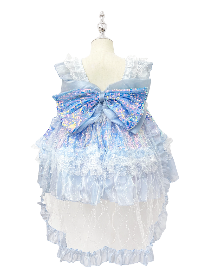 Blue Sparkle Ice Princess Lolita Dress for Toddler Girls-W26030