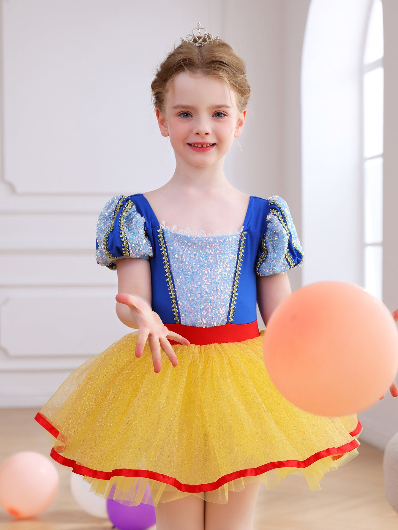 Girls Red Blue Yellow Princess Ballet Tutu Dress, Sparkly Dance Costume-ALP058