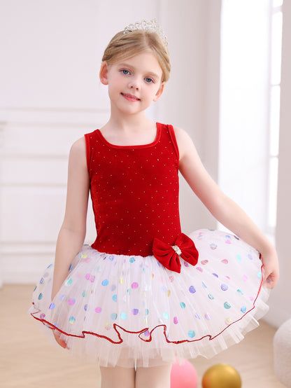 Purple&Red Velvet Polka Dot Princess Dress-ALP091