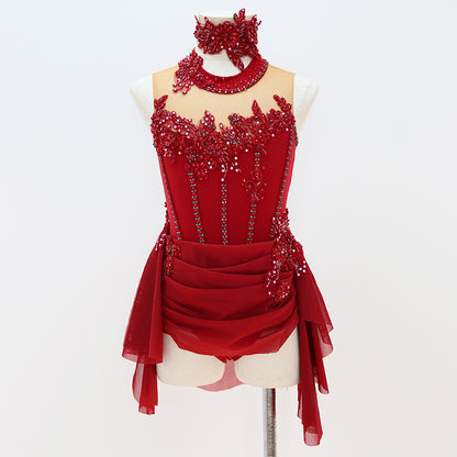 Red Gymnastics & Performance Outfits | Custom Modern Dance & Ballet Wear (Adults & Kids)-MDC0483
