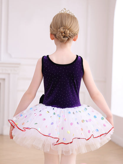 Purple&Red Velvet Polka Dot Princess Dress-ALP091