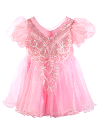 Girls Pink Sequin Embroidery Puff Sleeve Princess Dress Gown-XGZ9005
