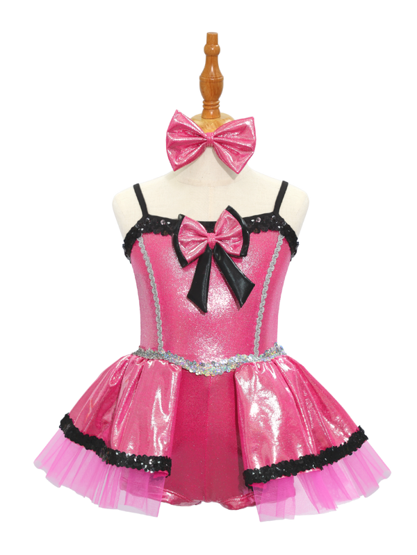 Pink Metallic Kids Jazz Dance Costume JSP011