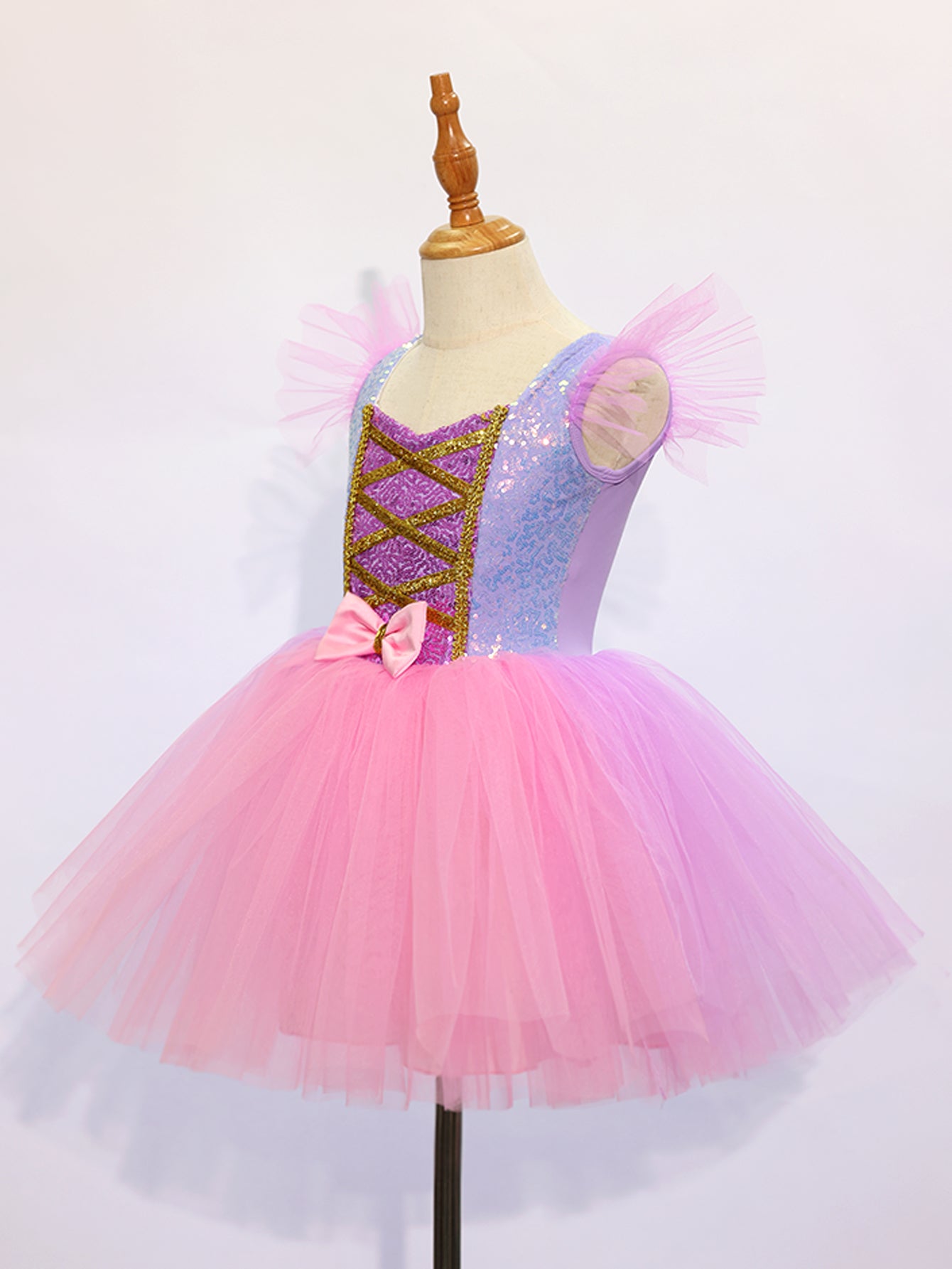Girls Pink Purple Tulle Tutu Dress, Kids Casual Princess Dress-ALP0107