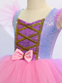 Girls Pink Purple Tulle Tutu Dress, Kids Casual Princess Dress-ALP0107