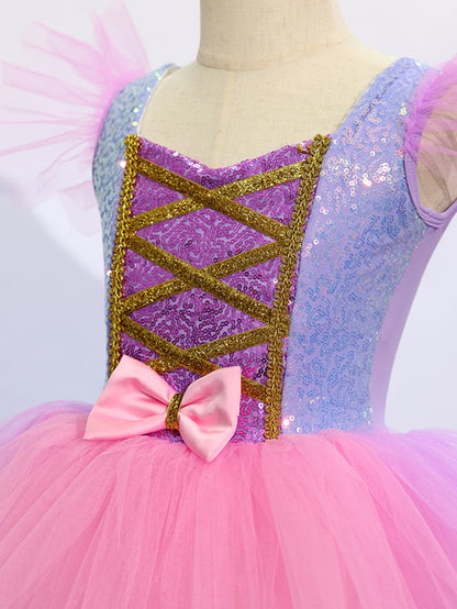 Girls Pink Purple Tulle Tutu Dress, Kids Casual Princess Dress-ALP0107