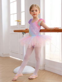 Sparkly Rainbow Twirl Dress | Star-Patterned Dancewear & Gymnastics Leotard | Unicorn Lover's Dream Gift | Ready to Ship!-AM312