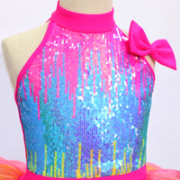 Rainbow Sequin Kids Jazz Dance Costume-JSP018
